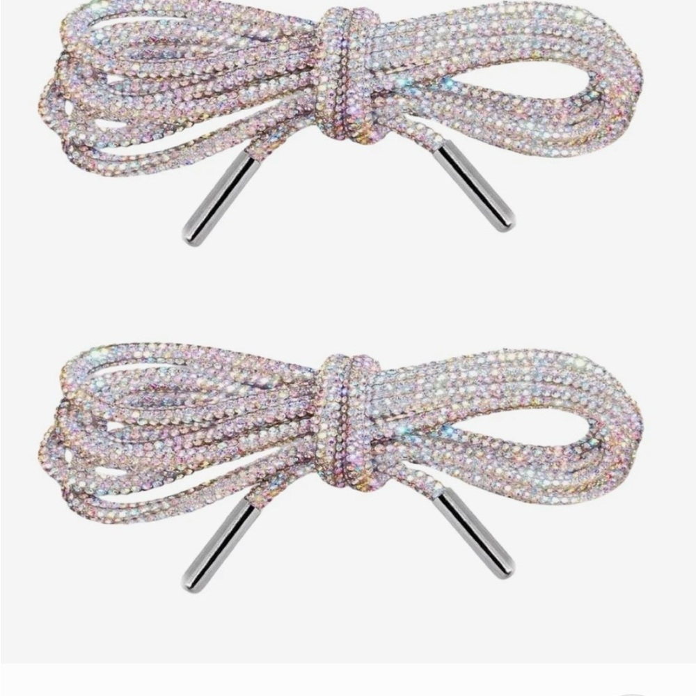 Sparkling Rhinestone Shoelaces - Silver
